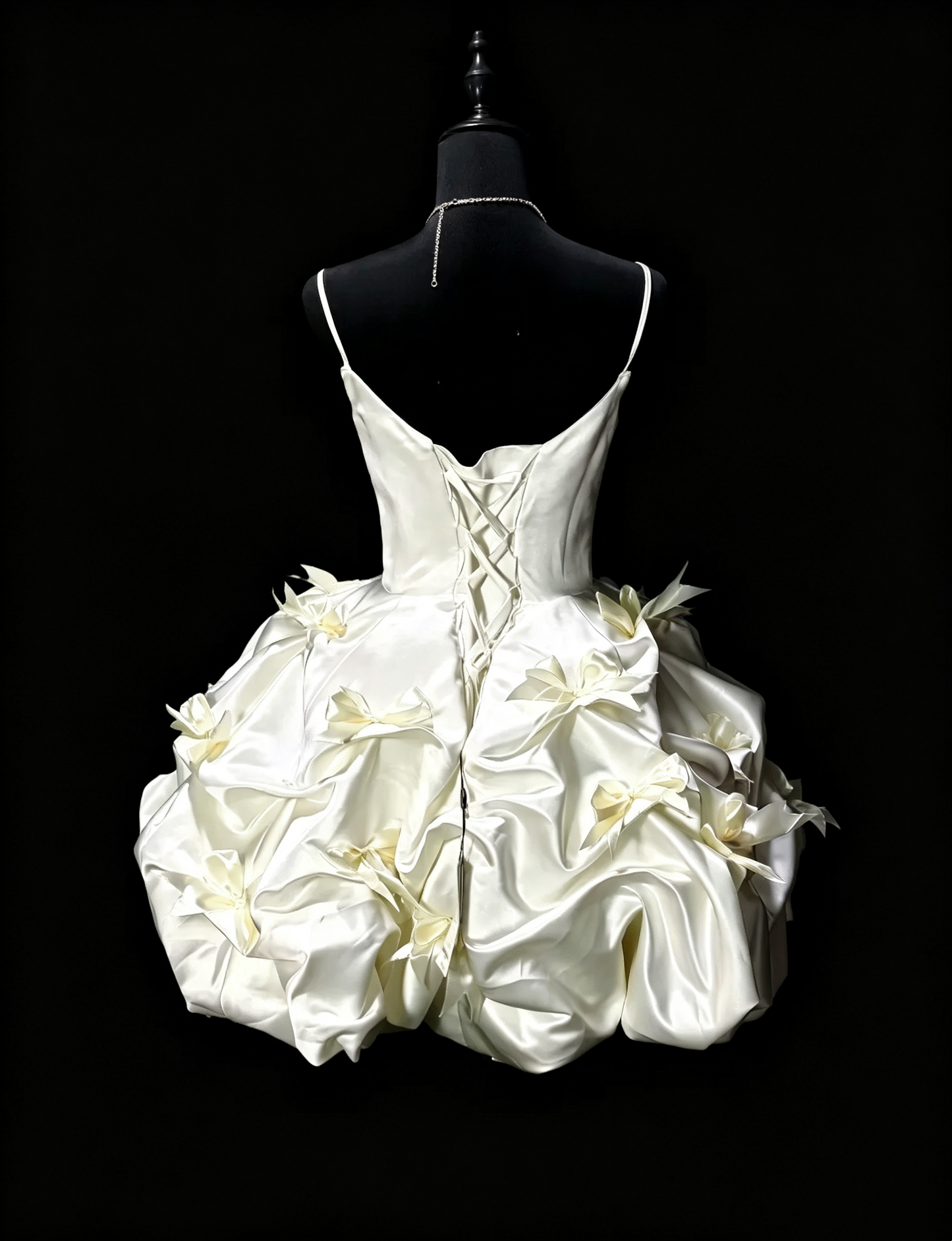 Glamorous Spaghetti Straps Satin Ruched Bow Short 9th Grade Homecoming Dress,Off White Short Birthday Dress SP3196