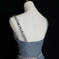 Simple Blue Tulle Beaded A Line Evening Dress,Spaghetti Straps V Neck Prom Dress Y8649