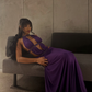 Sexy Halter Purple Satin Beaded Mermaid Long Party Dress Formal Birthday Prom Gowns SP1341