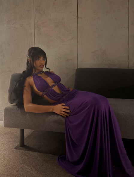 Sexy Halter Purple Satin Beaded Mermaid Long Party Dress Formal Birthday Prom Gowns SP1341