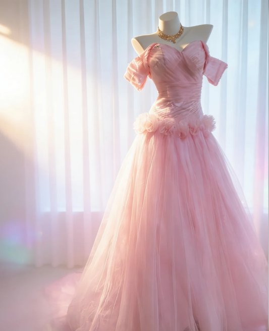 Sweet Pink Tulle Long Birthday Party Dress Prom Dress SP1626