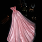 Pretty Pink Tulle Satin Appliques Mermaid Long Party Dress Prom Gown ,Strapless Wedding Guest Dress SP1417