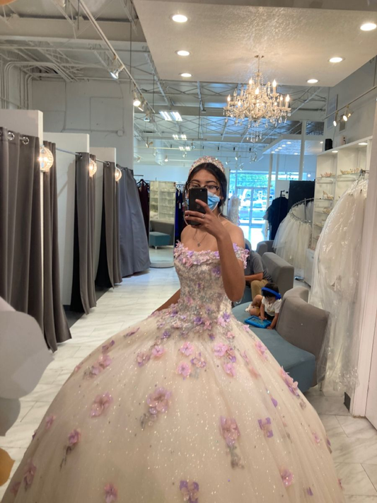 Stunning Off The Shoulder Floral Applique Quinceanera Dress Ball Gown Sweet 16 Dress Y4513