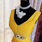 Vintage V Neck Yellow Chiffon Beaded A Line Long Party Dress Prom Dress SP1951