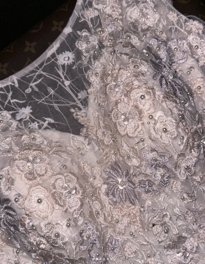 Pretty White Sleeveless Tulle Lace Appliques Mermaid Long Wedding Dress Bridal Dress SP754