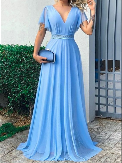 Charming Blue A-line Prom Dress,Blue Evening Dress Y5775