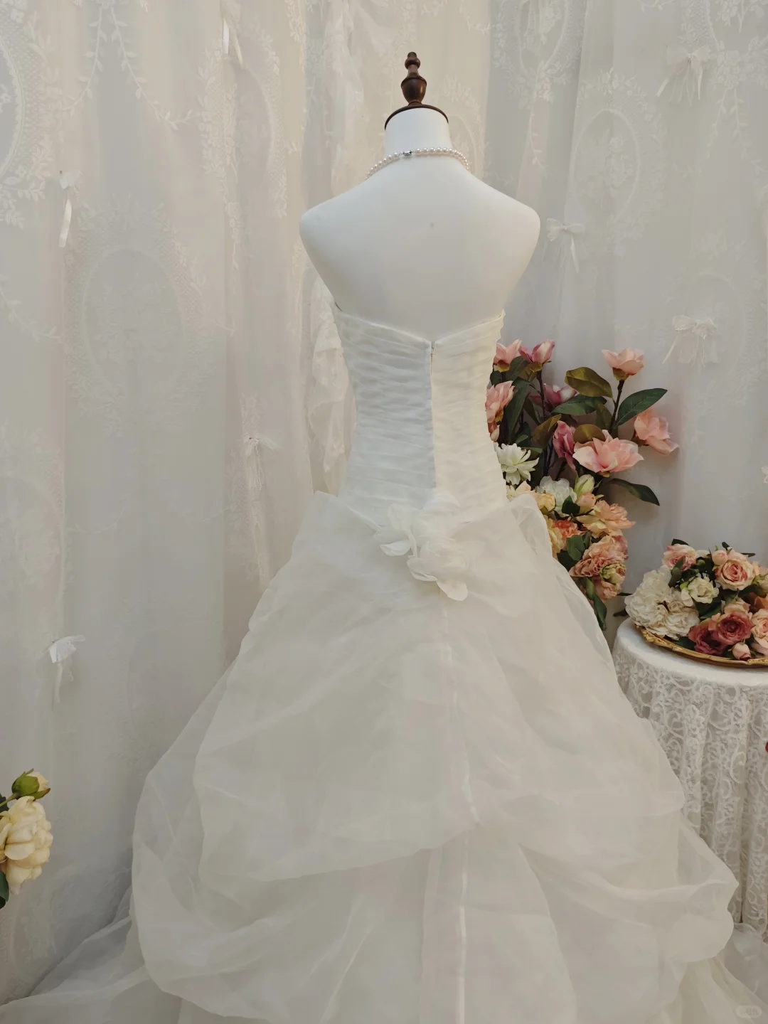 Pretty Ball Gown White Tulle Pleated Long Wedding Dress SP2258