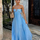 Sexy Blue Halter Spaghetti Strap A-line Long Prom Dress Backless Evening Dress Y8090