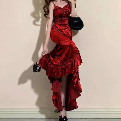 Vintage Elegant Women Spaghetti Strap Sexy Prom Dress Bodycon Slim Red Simplepromdress Vintage Elegant Women Spaghetti Strap Sexy Prom Dress Bodycon Slim Red Simplepromdress