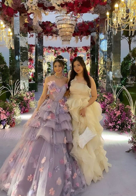 Sweet Purple Strapless Tulle Layered Appliques Ball Gown Birthday Quinceanera Dress SP1307