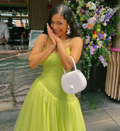Vintage Green Tulle Muslim Evening Dress Women A Line  Pleated Formal Prom Dress Party Gowns  Y4880