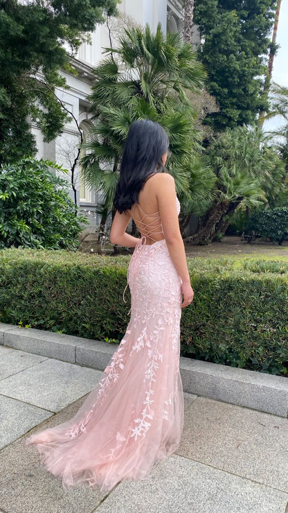Baby pink 2025 mermaid prom dress