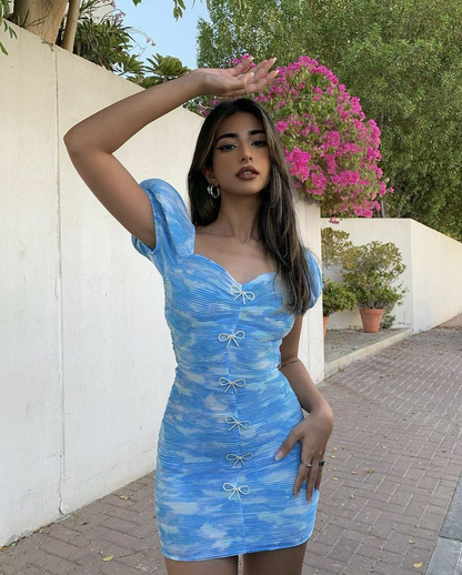 Blue Tie-dye Bodycon Dress Chic Homecoming Dress Y2687 Simplepromdress Blue Tie-dye Bodycon Dress Chic Homecoming Dress Y2687 Simplepromdress