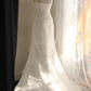 Strapless White Tulle Lace Appliques Layered Mermaid Long Wedding Dress Bridal Dress SP1244