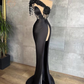 Black Evening Dresses,One Shoulder Evening Dresses, Black Prom Dresses Y6674