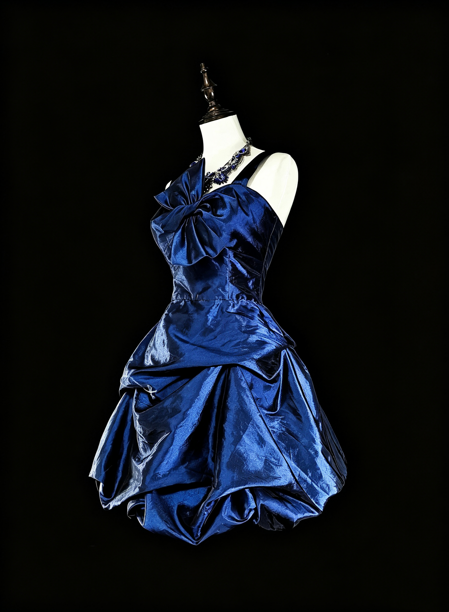Stylish Spaghetti Straps Blue Satin Pleated A Line Short 8th Grade Homecoming Dress Cocktail Dress SP3391