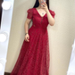Elegant A-line V Neck Long Evening Dress  Y5702