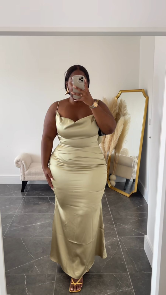 Plus Size Cowl Neck Prom Dress,Sexy Prom Gown  Y5250