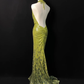 Gorgeous Green Halter Sequins Backless Prom Dress,Long Mermaid Evening Dress Y8647