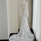 Elegant White Lace Appliques Mermaid Evening Dress,Backless Prom Dress Wedding Dress Y8677
