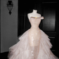 Gorgeous Champagne Tulle Sequins Beaded Sheath Long Prom Dress Evening Dress Y8658
