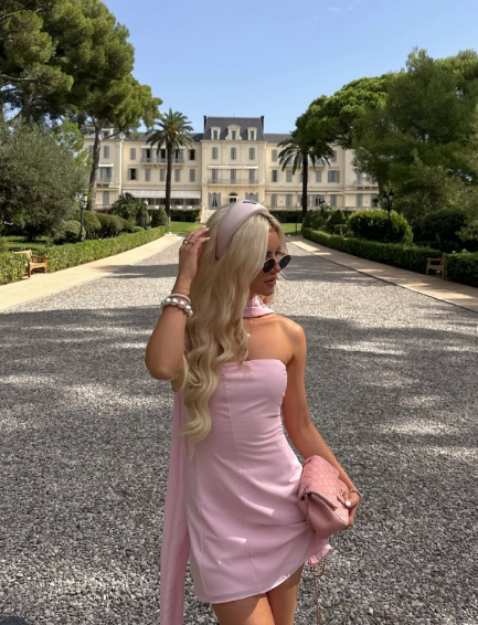 Elegant Pink Strapless Sheath Cocktail Dress Short Homecoming Dress With Scarf Y9566