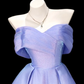 Pretty Off The Shoulder Lavender Tulle Pleated A Line Short Homecoming Dress Birthday Dress SP1918