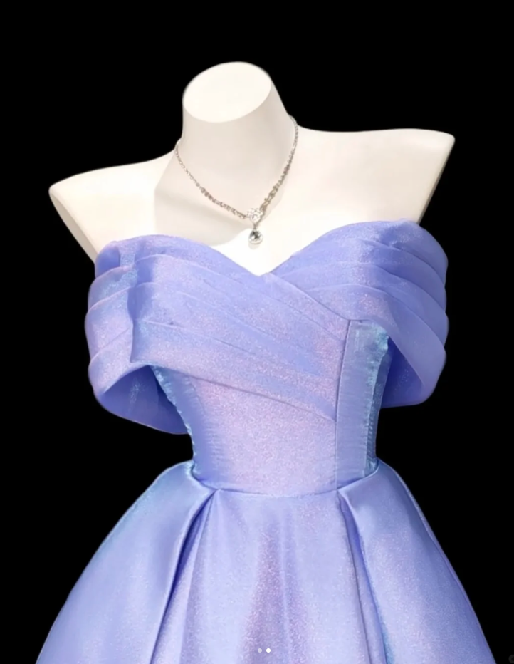 Pretty Off The Shoulder Lavender Tulle Pleated A Line Short Homecoming Dress Birthday Dress SP1918