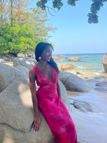 Chic Deep V Neck Sheath Prom Dress,Summer Beach Dress  Y4606