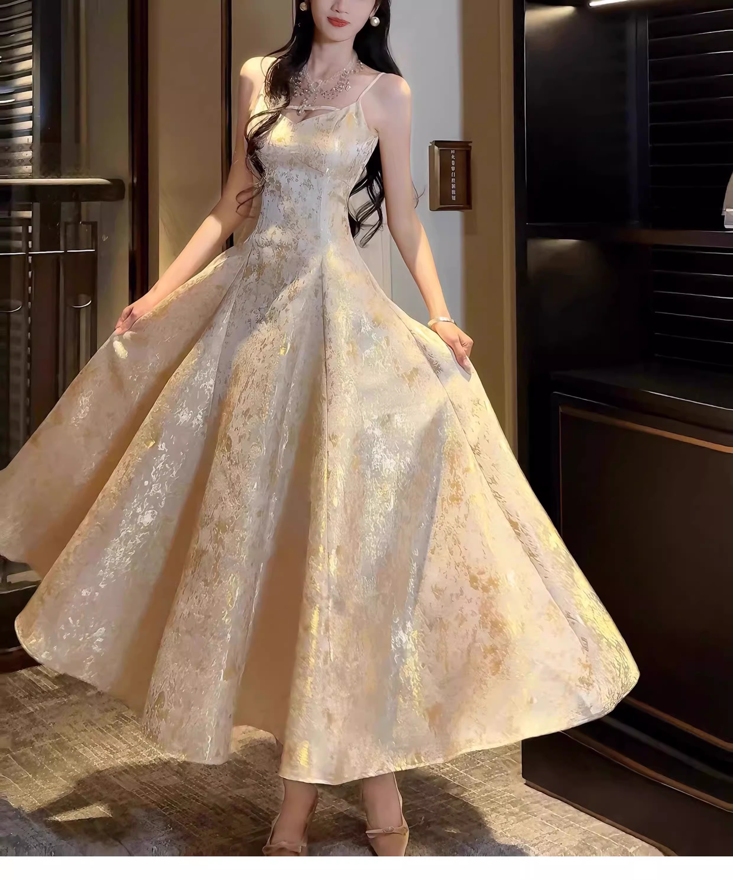 Glamorous Spaghetti Straps V Neck Satin Print Floral Long Party Dress Formal 20th Birthday Outfits SP1979