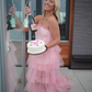 Elegant Pink Tulle Prom Dress,Pink Birthday Outfit Y7320