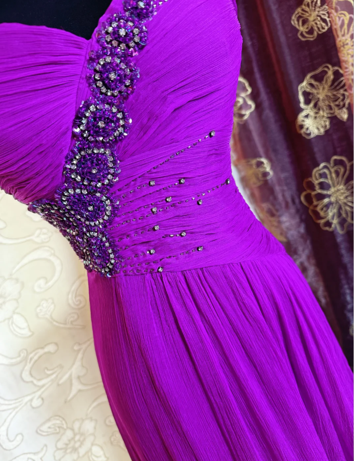Charming Strapless Chiffon Beaded Long Prom Dress Birthday Party Gown SP1884
