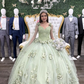 Charming Sage Green Ball Gown,Sweet 16 Dress,3D Flowers Princess Dress Y2321