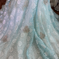Charming Spaghetti Straps Tulle Rose Floral Mermaid Prom Dress, Blue Appliques Beaded Long Birthday Party Dress SP1464