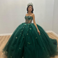 Green Tulle Ball Gown With Butterflies,Sweet 16 Dress, Green Quinceanera Dress Y2344