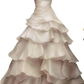 Sexy Strapless A Line Ruffle Long Prom Dress White Layered Wedding Dress Y8749