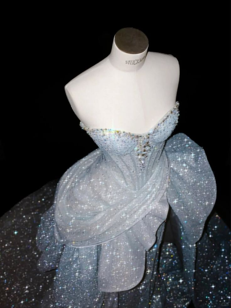 Glitter Blue Satin Sequin Beaded Mermaid Long Birthday Party Dress Prom Dresses SP1400