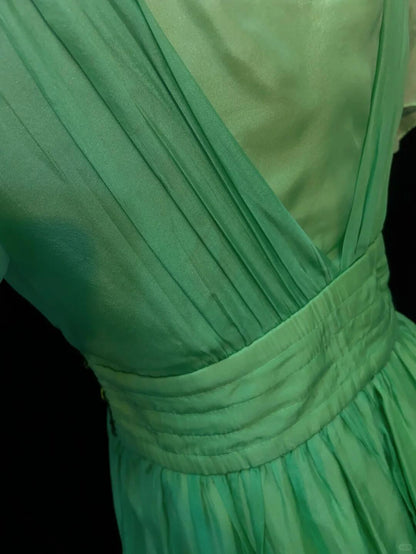 Vintage Green Chiffon Beaded A Line Short 7th Grade Homecoming Dress,Mini Birthday Dress SP2914