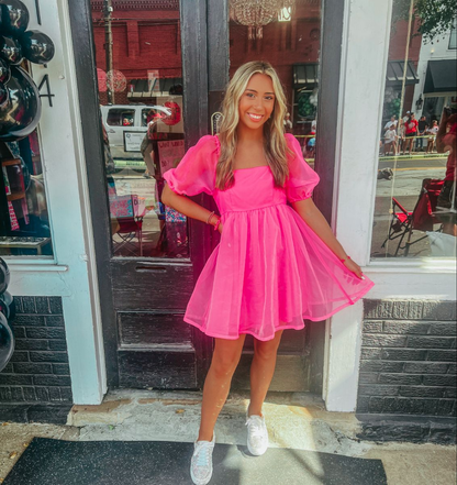 Hot Pink A-line Puffy Dress,Short Homecoming Dress Y2098 Simplepromdress Hot Pink A-line Puffy Dress,Short Homecoming Dress Y2098 Simplepromdress