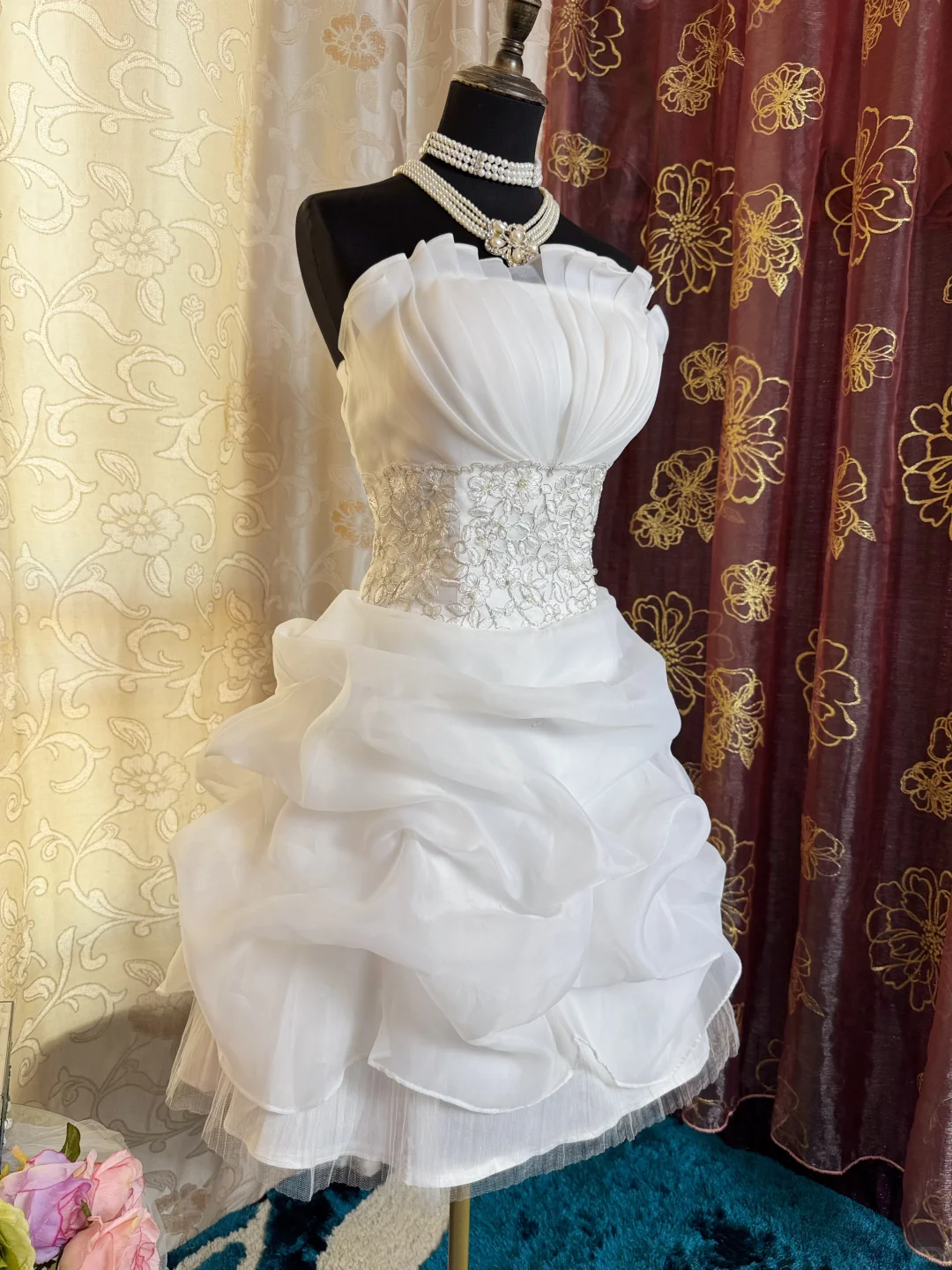 Classy White Strapless Pleated Short Homecoming Dress Formal 21st Birthday Outfits SP82