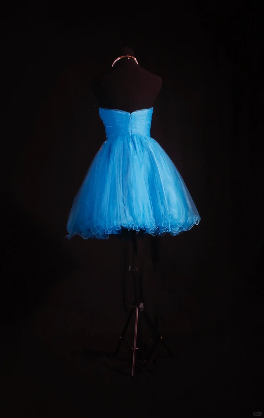 Elegant Blue Strapless Tulle Sequin Beaded Short Homecoming Dress,Mini Birthday Dress SP2834