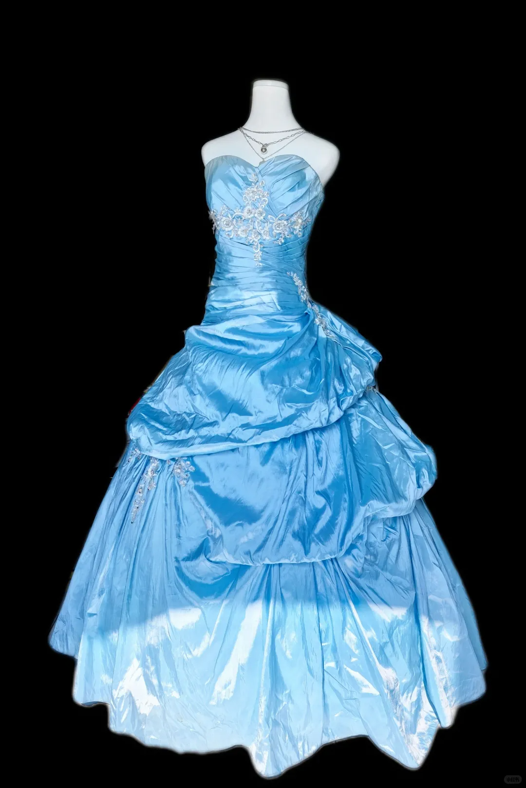 Elegant Blue Ball Gown Sweetheart Neck Satin Pleated Appliques Long Party Dress  Prom Gowns SP2323