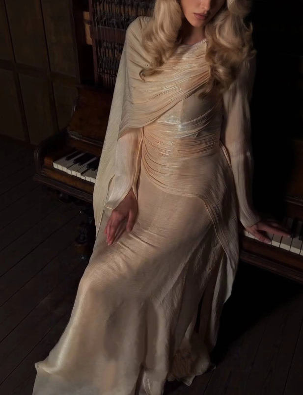 Elegant Blue Tulle Pleated Mermaid Long Party Dress Prom Gown Formal Wedding Guest Dress SP1312