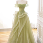 Sage Green Tulle Prom Dress,A-line Tulle Prom Gown Y2368
