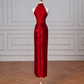 Gorgeous Red Satin Beaded Sheath Slit Prom Dress Formal Evening Dress Y8642