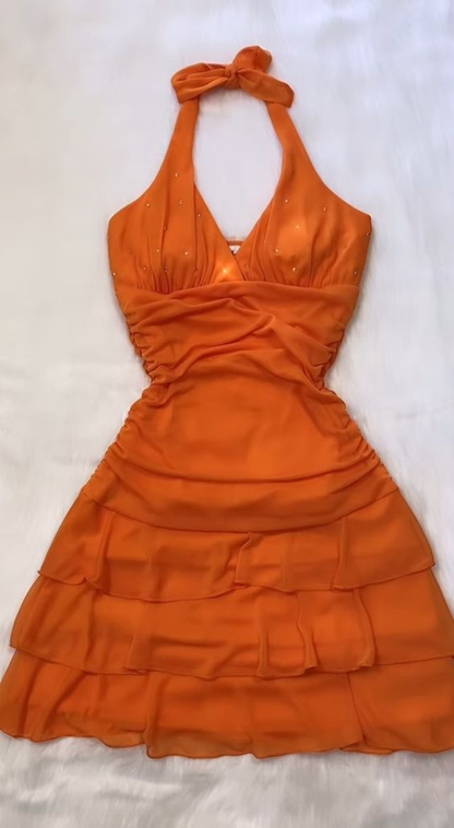 Orange Mini Party Dress Homecoming Dress Y4185