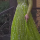 Green Long Sleeves Sparkly Prom Dress,Green Winter Dance Dress Y6226