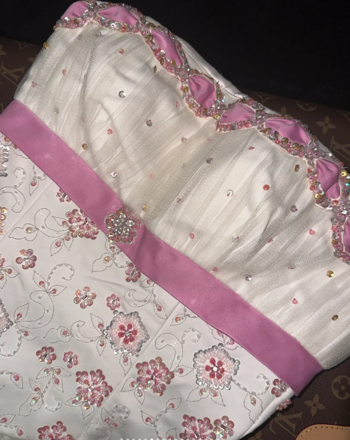 Cute White Strapless Tulle Beaded Mermaid Evening Dress Princess Birthday Prom Dress SP783