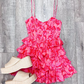 Cute A-line Spaghetti Straps Floral Dress Homecoming Dress Y2772