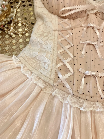 Cute Spaghetti Straps Lace Tulle Short Birthday Outfits Pink Mini 7th Grade Homecoming Dress Two Piece SP2359